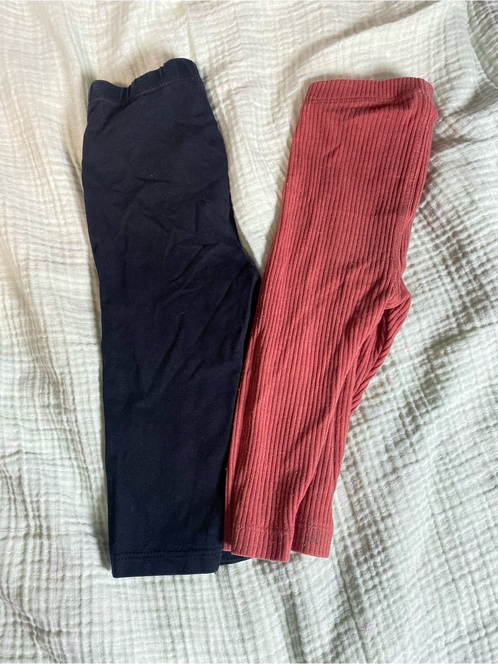 Kids Ribbed Rust and Black Leggings - Pack of 2   6-12 month